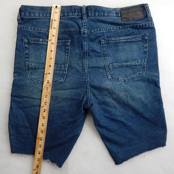 PacSun Skinny Cut Off Ribbed Denim Jean Shorts Medium Indigo Size 32 - Picture 9 of 9